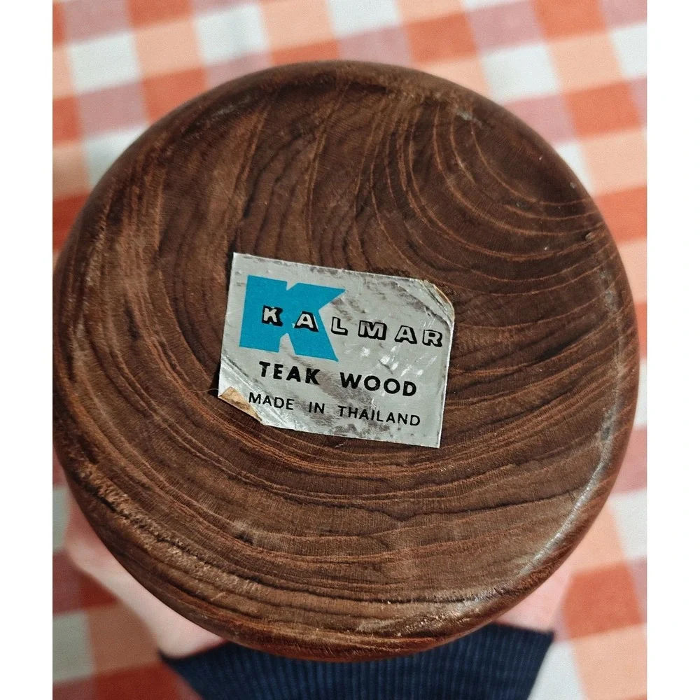 Vintage Mid Century Modern Kalmar Turned Wood‎  Teak Candle Holder